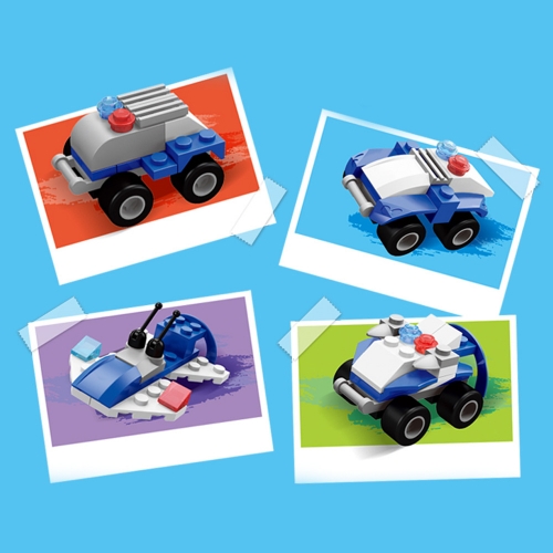 클래식 블루 1000PCS 호환블럭 기본형+경찰 시리즈 리필 블록 놀이 장난감