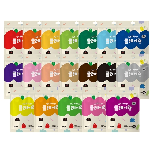 [오아트] 클레이랑 50g 지퍼백 19색 패키지 세트(점토/촉감놀이/KC인증)