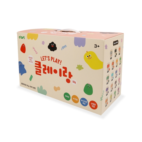 [오아트] 클레이랑 50g 지퍼백 19색 패키지 세트(점토/촉감놀이/KC인증)