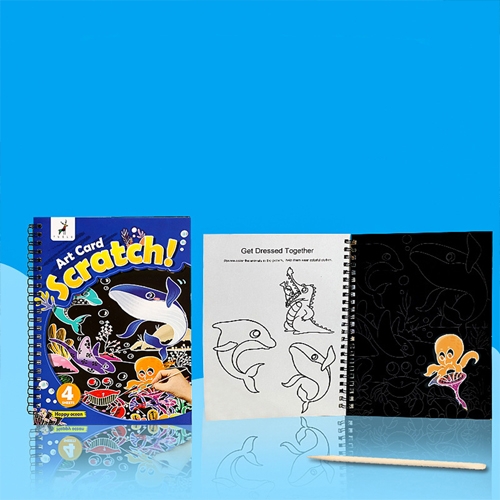 [아트필드] 도안 아트 카드 스크래치 4장 (전용펜 포함)