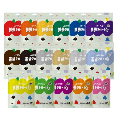 [오아트] 볼클레이랑 50g 지퍼백 17색 세트(점토/촉감놀이/KC인증)