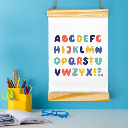 [탑키드] 캔버스 무지 우드 행잉 족자