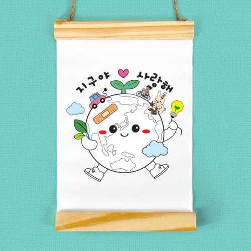 [탑키드] 캔버스 무지 우드 행잉 족자