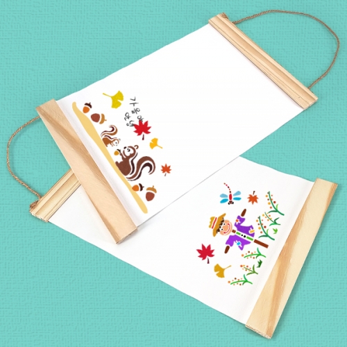 [탑키드] 캔버스 무지 우드 행잉 족자