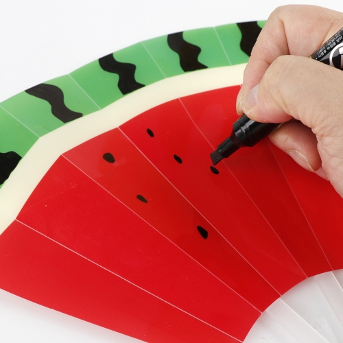 메이크문구 PVC 접이부채 수박