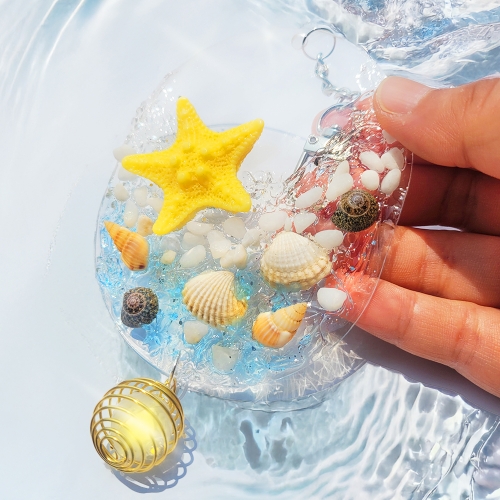 여름 투명 펄 데코덴 LED 반딧불 조개 썬캐쳐 장식 만들기 키트 / 여름환경구성 유치원 어린이집 초등만들기 DIY