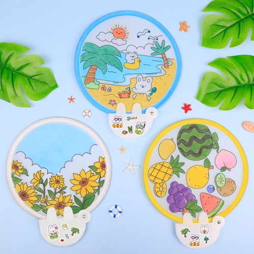 [오늘놀이] 컬러링 접이식 부채(3종 택1/반제품/보관파우치/KC인증)