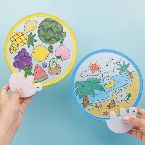 [오늘놀이] 컬러링 접이식 부채(3종 택1/반제품/보관파우치/KC인증)