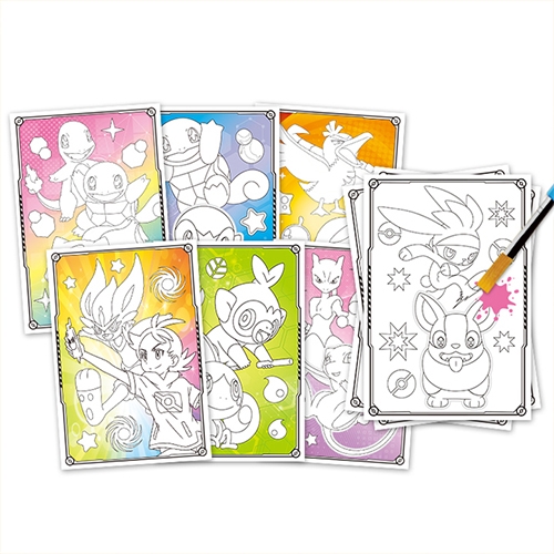 [학산] 포켓몬스터W 엽서물감색칠 (엽서 12매,스티커 2매,물감 12색)
