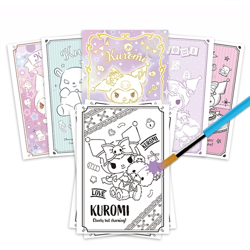 [학산] 산리오캐릭터즈 쿠로미 엽서물감색칠 (엽서 12매,스티커 2매,물감12색)