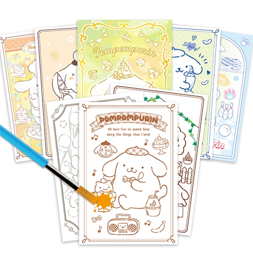 [학산] 산리오캐릭터즈 폼폼푸린 엽서물감색칠 (엽서 12매,스티커 2매,물감12색)