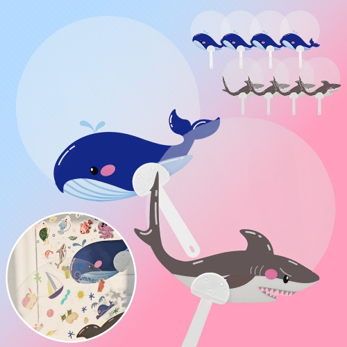 여름 바다 고래와 상어 투명 부채 고래 5개 + 상어 5개 10개 1세트 / 꾸미기 DIY 유아 어린이 미술활동 초등 여름행사