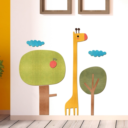 우드스티커 기린과나무 컬러완제품