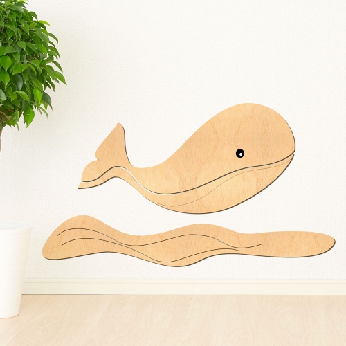 우드스티커 바다와고래 반제품