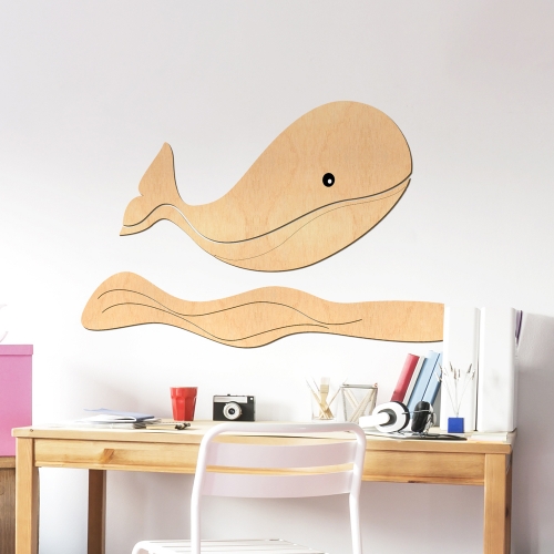 우드스티커 바다와고래 반제품