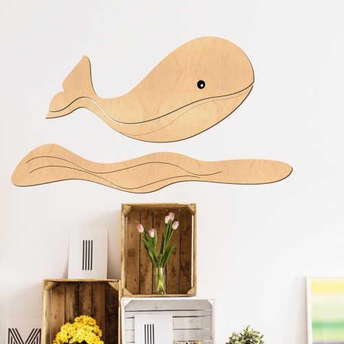 우드스티커 바다와고래 반제품