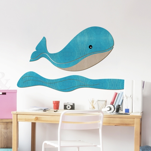 우드스티커 바다와고래 컬러완제품