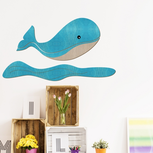 우드스티커 바다와고래 컬러완제품