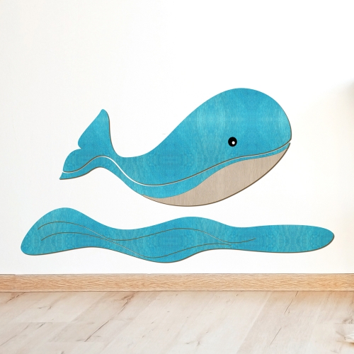 우드스티커 바다와고래 컬러완제품