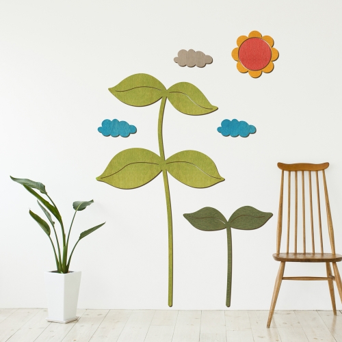 우드스티커 콩나무 컬러완제품