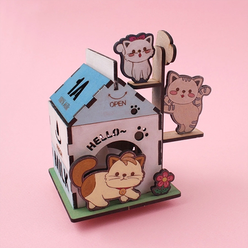 [아이디몬] 우드 DIY 냥냥이네 무드등 (LED촛불포함)