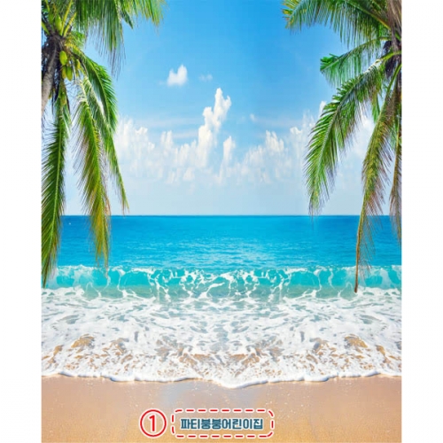 [파티붕붕] D5947 현수막 / 유치원 어린이집 바다 배경 현수막 여름 모래사장 포토존