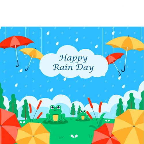 [파티붕붕]D4837 레인데이 현수막 / 어린이집 여름 장마 현수막 유치원 비 소나기 포토존
