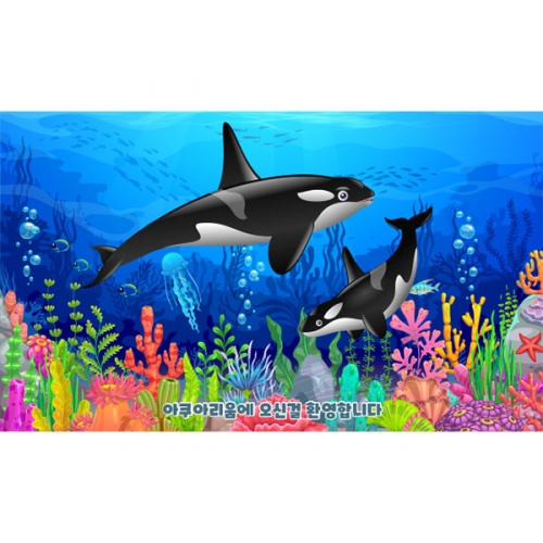 [파티붕붕]D4830 바다속 현수막 / 유치원 여름 바다 돌고래 현수막 어린이집 고래 포토존 제작