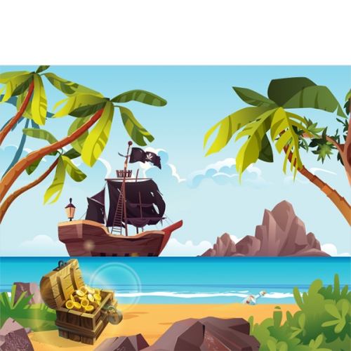 [파티붕붕]D3195 현수막 / 유치원 어린이집 보물상자 현수막 여름 바다 포토존