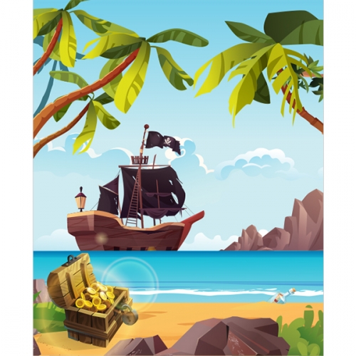 [파티붕붕]D3195 현수막 / 유치원 어린이집 보물상자 현수막 여름 바다 포토존