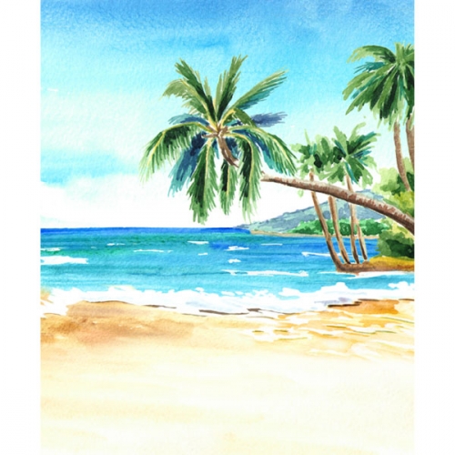 [파티붕붕]D3129 해변 현수막 / 여름 바다 현수막 유치원 어린이집 비치 야자수 포토존