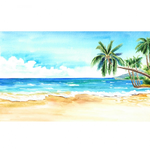 [파티붕붕]D3129 해변 현수막 / 여름 바다 현수막 유치원 어린이집 비치 야자수 포토존