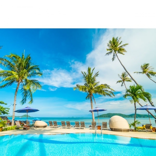 [파티붕붕]D3128 바다 현수막 / 물놀이 현수막 유치원 어린이집 해변 야자수 배경 플랜카드