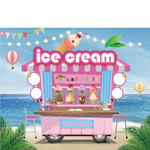 [파티붕붕]D3155 현수막 / 아이스크림 가게 현수막 어린이집 유치원 시장놀이 플랜카드