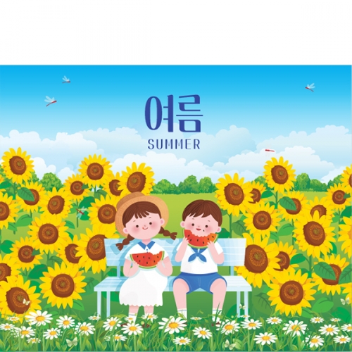 [파티붕붕]D3082 현수막 / 해바라기 현수막 포토존 여름 가을 꽃 배경 플랜카드