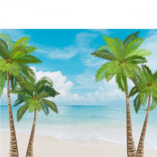 [파티붕붕]D2938 현수막 / 어린이집 유치원 여름 해변 야자수 배경 현수막