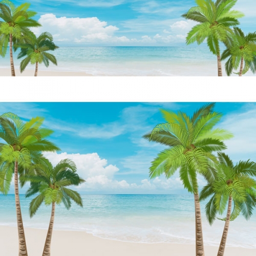 [파티붕붕]D2938 현수막 / 어린이집 유치원 여름 해변 야자수 배경 현수막