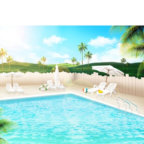 [파티붕붕]D2935 풀빌라 현수막 / 야외 수영장 현수막 여름 배경 물놀이 플랜카드