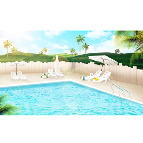 [파티붕붕]D2935 풀빌라 현수막 / 야외 수영장 현수막 여름 배경 물놀이 플랜카드