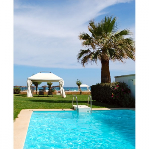 [파티붕붕]D2937 풀빌라 현수막 / 유치원 어린이집 여름 배경 현수막 야외 수영장 야자수 플랜카드