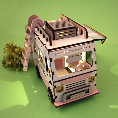 [아이디몬] 우드 DIY 캠핑카 만들기 (LED램프 포함) - 42039