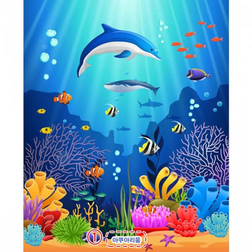 [파티붕붕]D3047 여름 현수막 / 어린이집 유치원 바닷속 물고기 바다 배경 현수막 제작