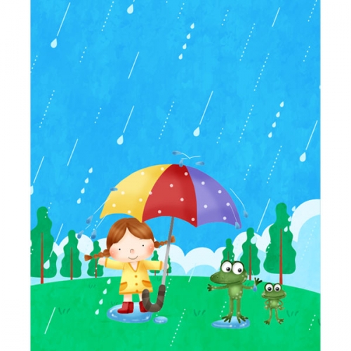[파티붕붕]D3050 우산 현수막 / 봄비 빗방울 어린이집 유치원 장마 현수막 제작