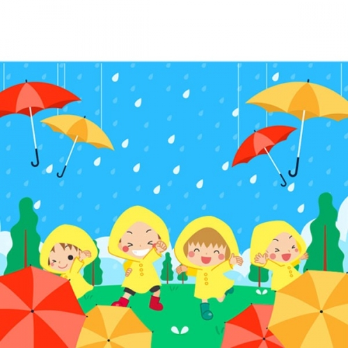 [파티붕붕]D3051 빗방울 현수막 / 비오는날 우산 현수막 유치원 어린이집 장마 플랜카드 제작