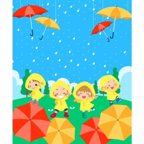 [파티붕붕]D3051 빗방울 현수막 / 비오는날 우산 현수막 유치원 어린이집 장마 플랜카드 제작