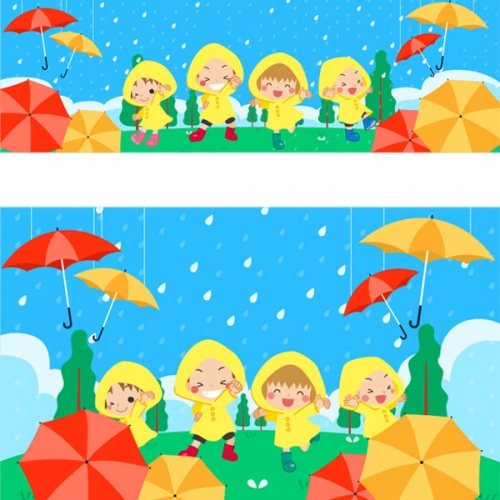 [파티붕붕]D3051 빗방울 현수막 / 비오는날 우산 현수막 유치원 어린이집 장마 플랜카드 제작
