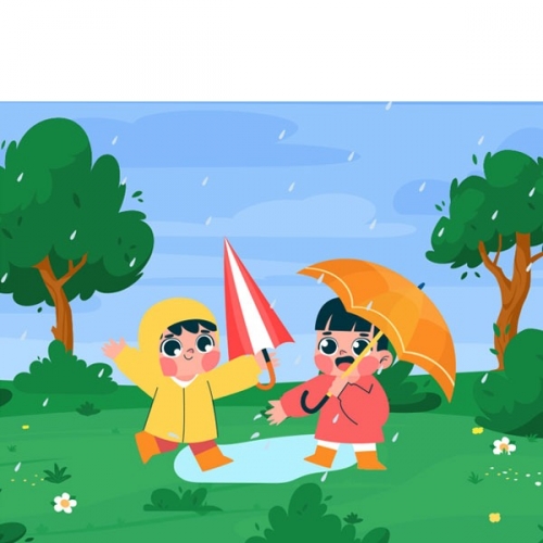 [파티붕붕]D3052 장마 현수막 / 어린이집 유치원 비 현수막 장마 빗방울 포토존