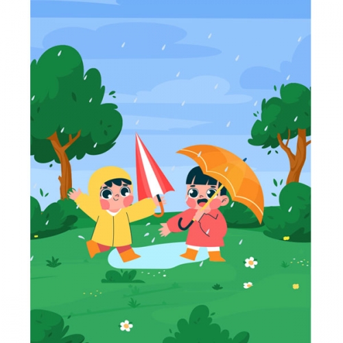 [파티붕붕]D3052 장마 현수막 / 어린이집 유치원 비 현수막 장마 빗방울 포토존