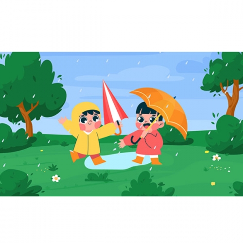 [파티붕붕]D3052 장마 현수막 / 어린이집 유치원 비 현수막 장마 빗방울 포토존