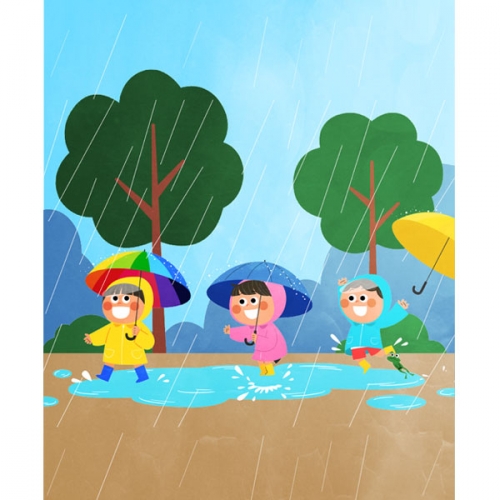 D3053 소나기 현수막 / 유치원 어린이집 여름 장마 우산 비 포토존 배경 현수막